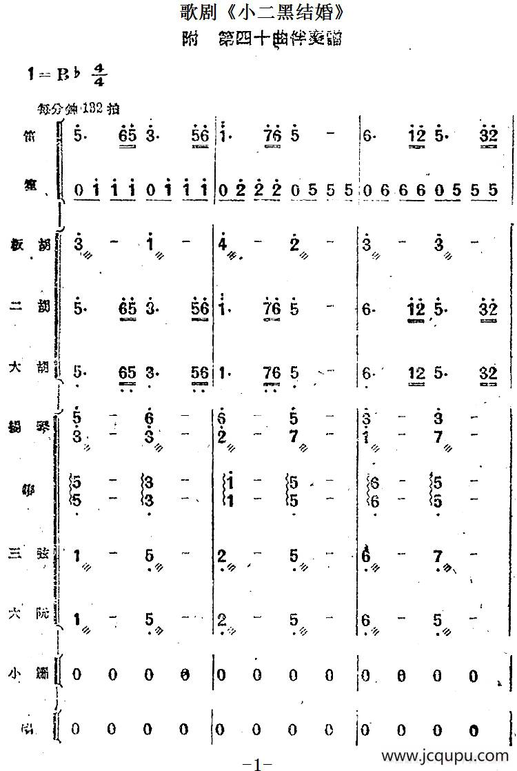 歌剧《小二黑结婚》第四十曲 红花绿叶开不败（民乐合奏总谱）简谱