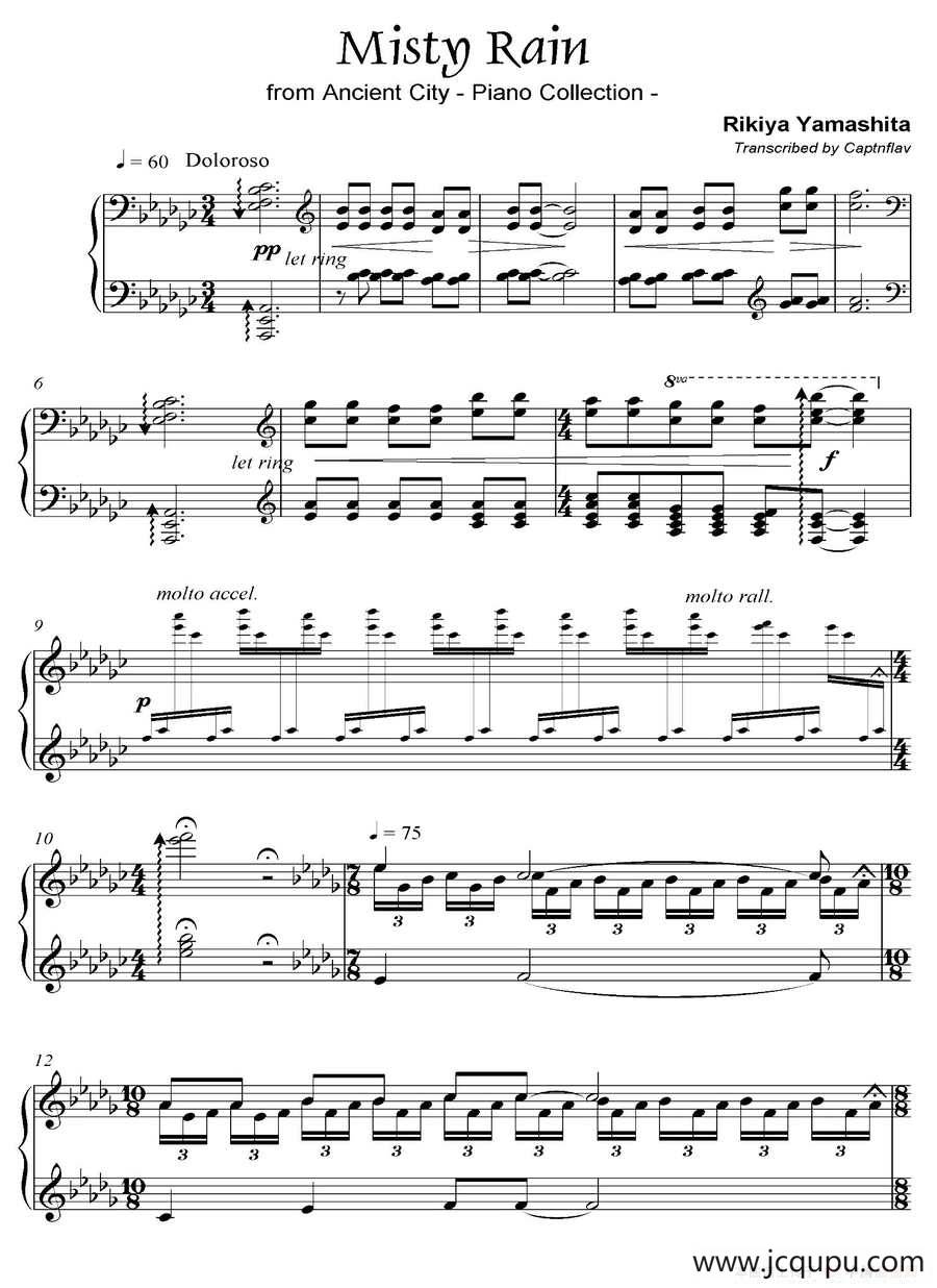 MISTY RAIN （《京Ancient City》-4）简谱