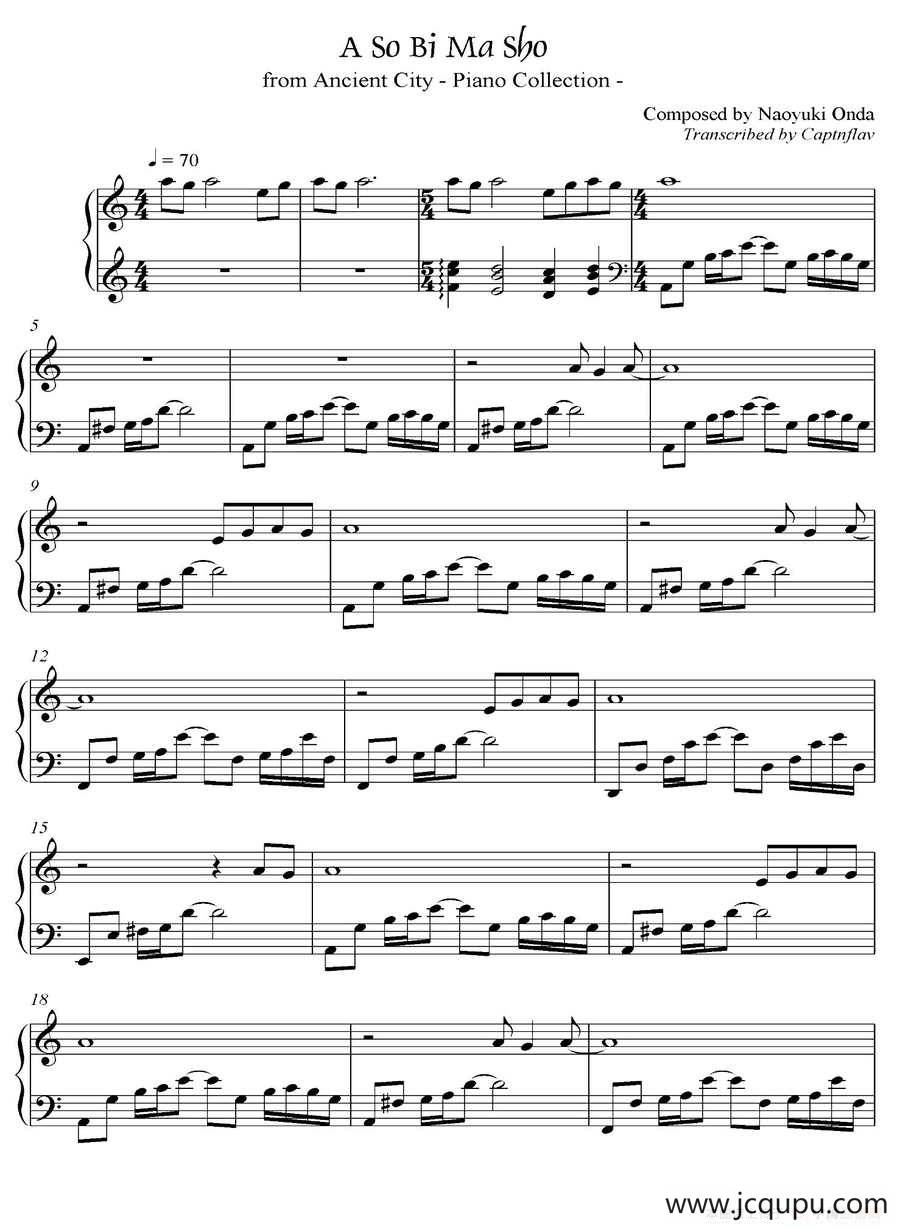 A SO BI MA SHO（《京Ancient City》-5）简谱