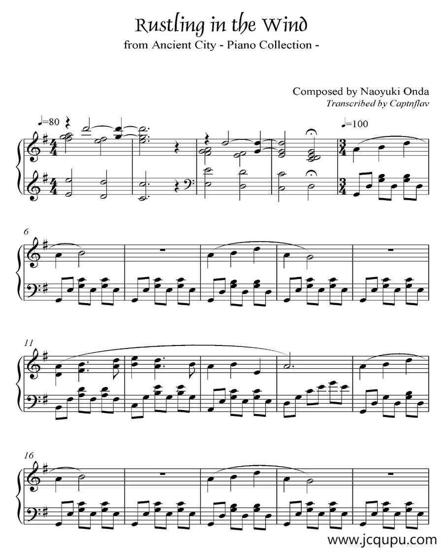 RUSTLING IN THE WIND（《京Ancient City》-7）简谱