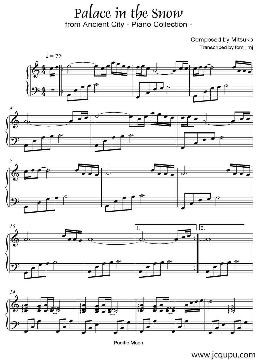 PALACE IN THE SNOW（《京Ancient City》-11）简谱