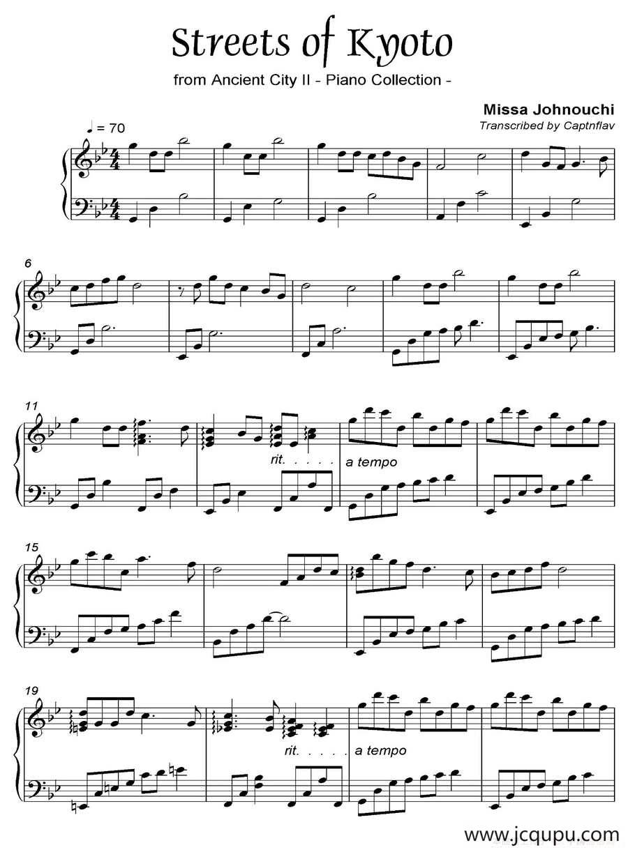 Streets Of Kyoto 京都小道（《语 Kataribe》-3）简谱