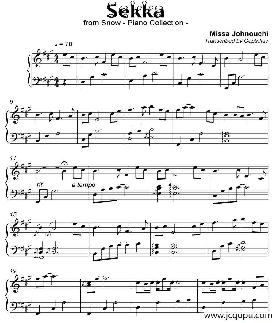 Sekka 雪花（《语 Kataribe》-12）简谱