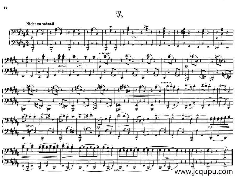12 Waltzes Op.59 4 Hands（12首圆舞曲·四手联弹·Ⅴ）简谱
