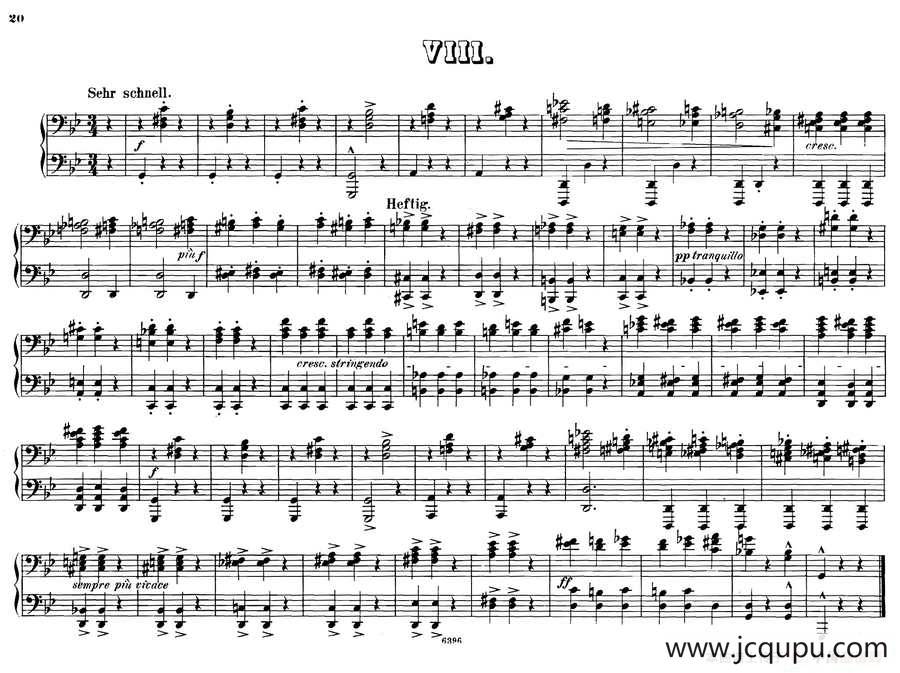 12 Waltzes Op.59 4 Hands（12首圆舞曲·四手联弹·Ⅷ）简谱
