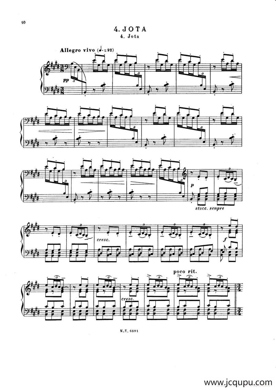 7 Canciones Populares Espanolas（七首西班牙民歌·4·钢琴独奏版）简谱