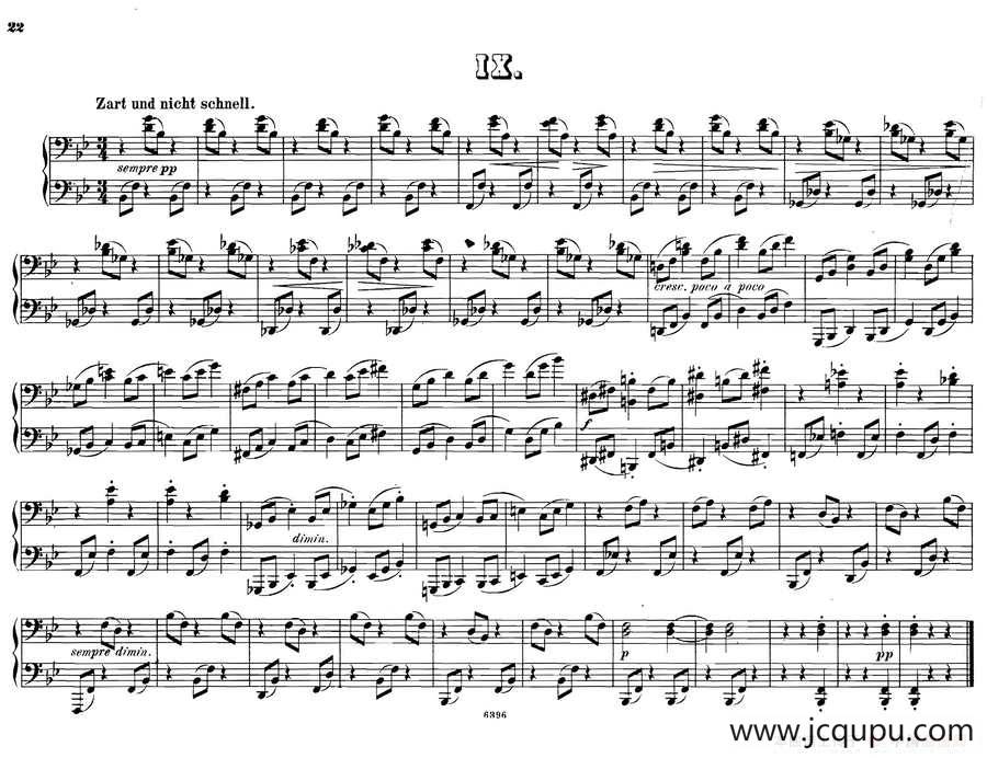 12 Waltzes Op.59 4 Hands（12首圆舞曲·四手联弹·Ⅸ）简谱