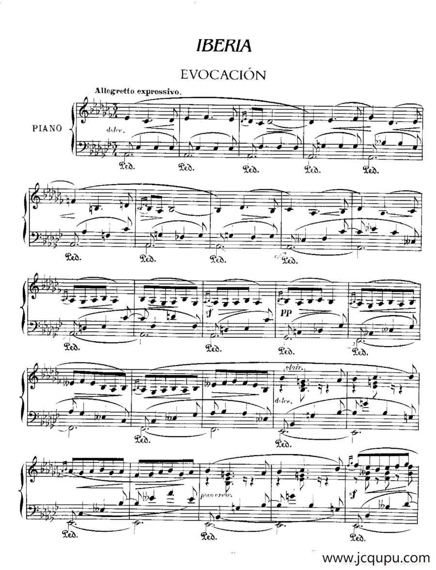 Iberia Suite：Evocacion（伊贝利亚组曲）简谱