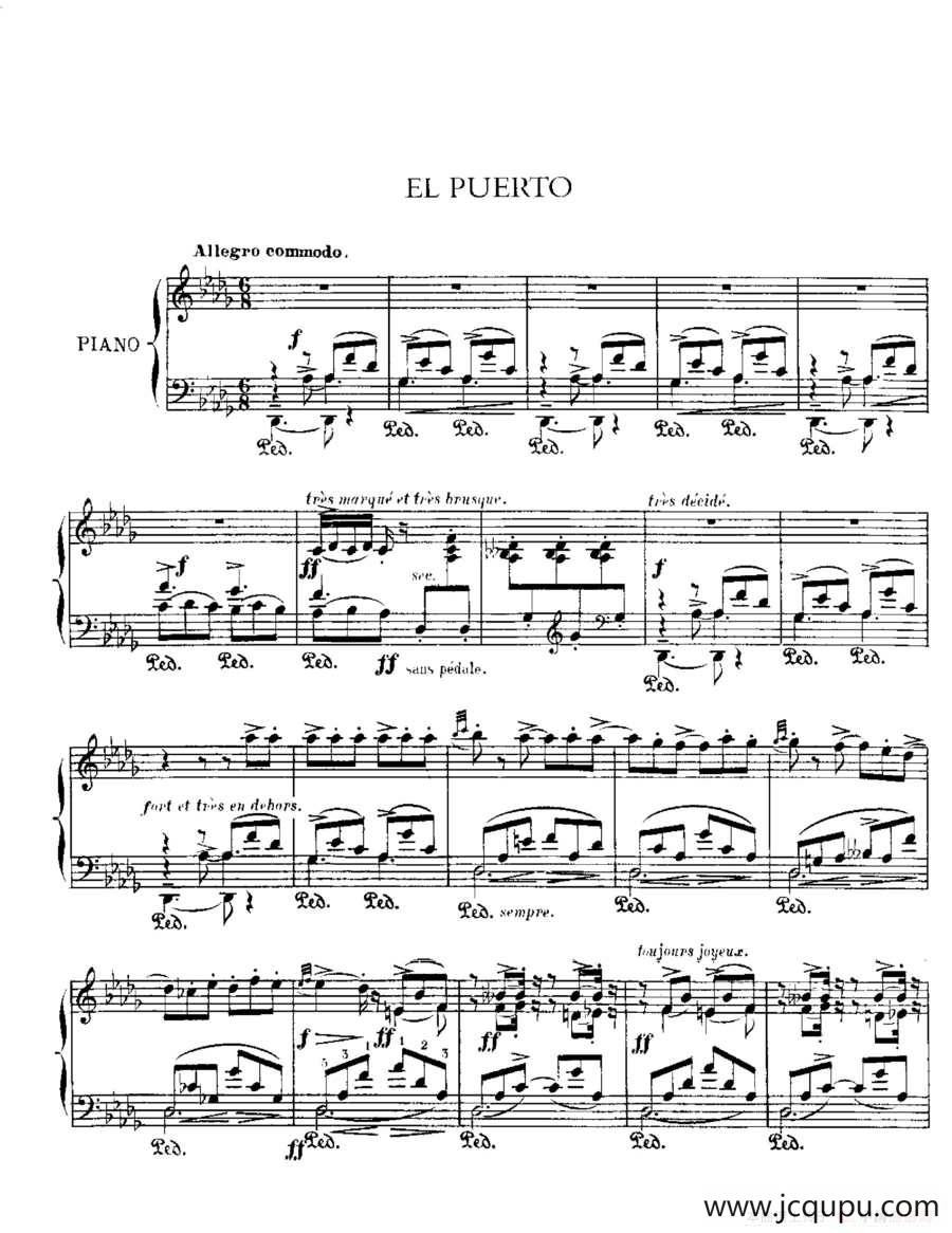 Iberia Suite：EL PUERTO（伊贝利亚组曲）简谱