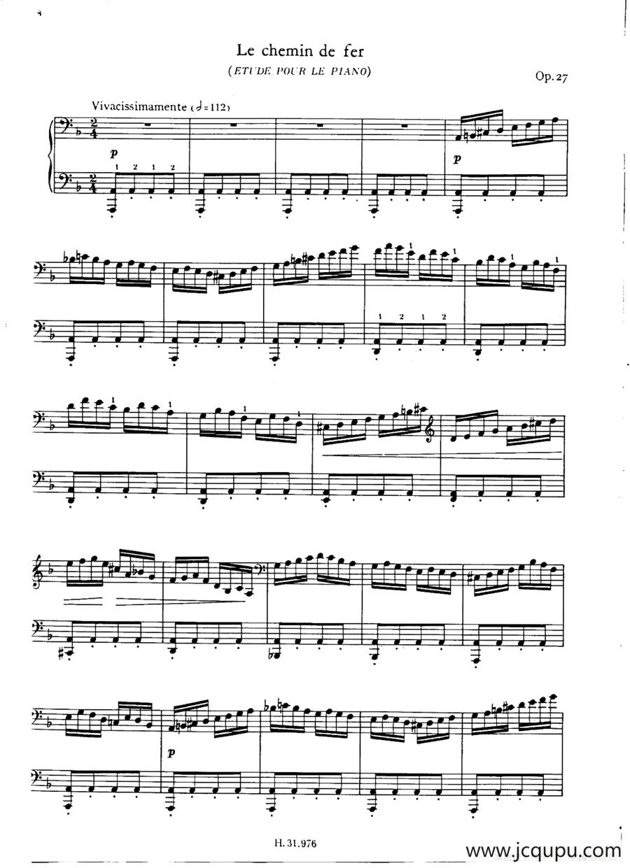 Le chemin de fer Op·27（d小调练习曲·铁路）简谱