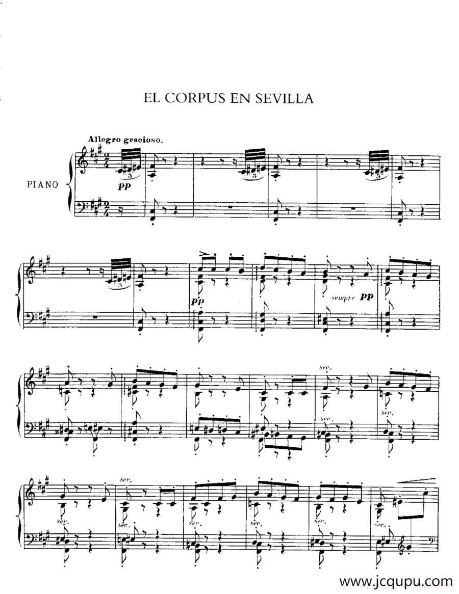 Iberia Suite：EL CORPUS EN SEVILLA（伊贝利亚组曲）简谱