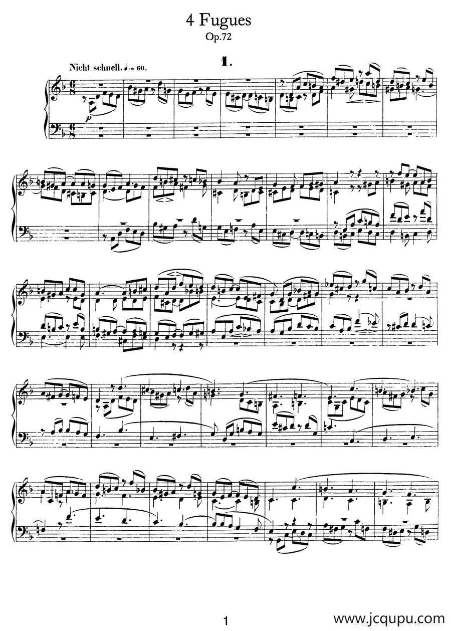 Four Fugues Op·72（4首赋格·1）简谱