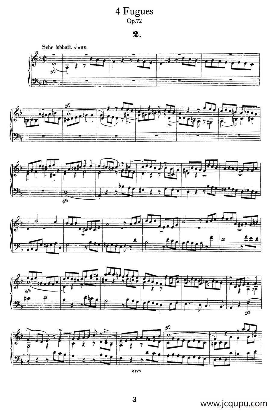 Four Fugues Op·72（4首赋格·2）简谱