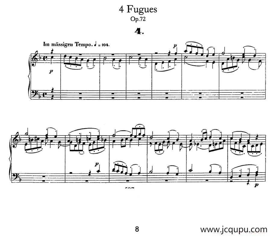 Four Fugues Op·72（4首赋格·4）简谱