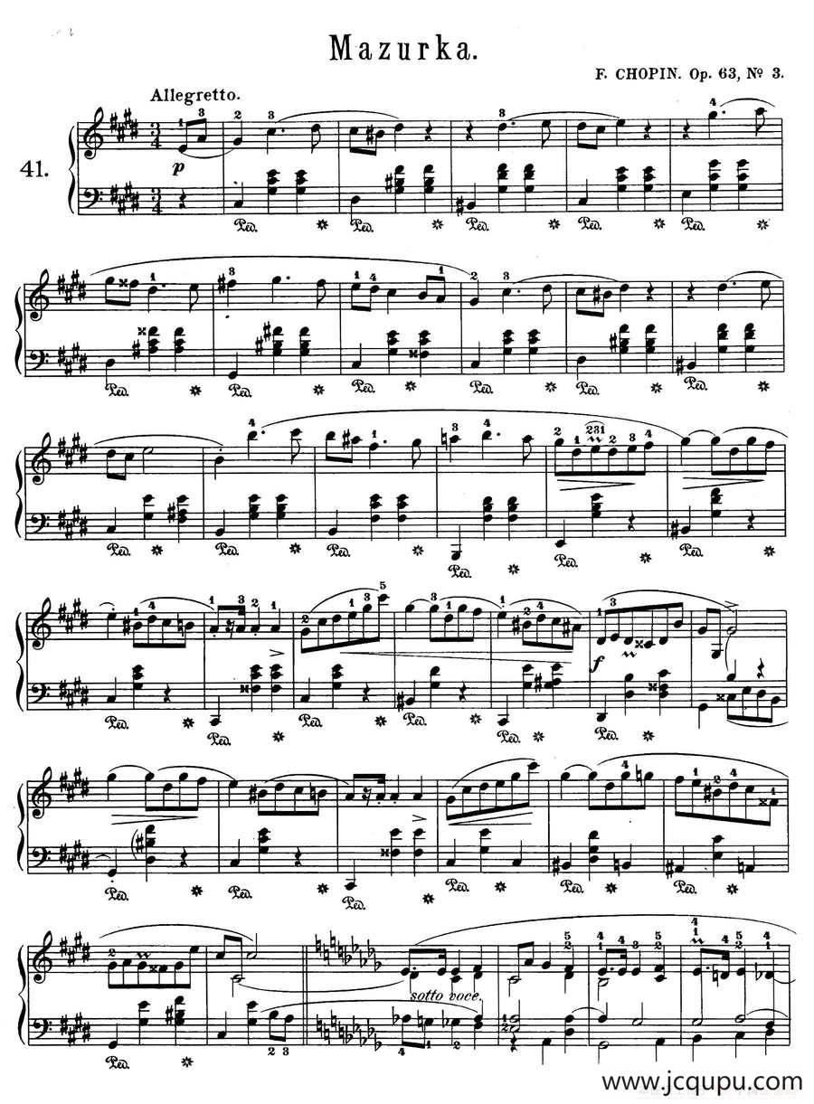 Trois Mazurkas Op·63（3首玛祖卡舞曲-3）简谱