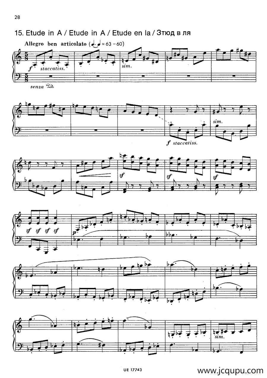 Notebook f Young People Op·59（为青少年而作的钢琴曲集·15）简谱