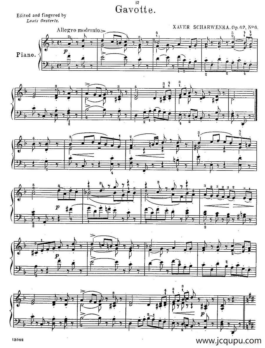 Album f the Young Op·62（6· 加沃特舞曲 Gavotte，d小调）简谱