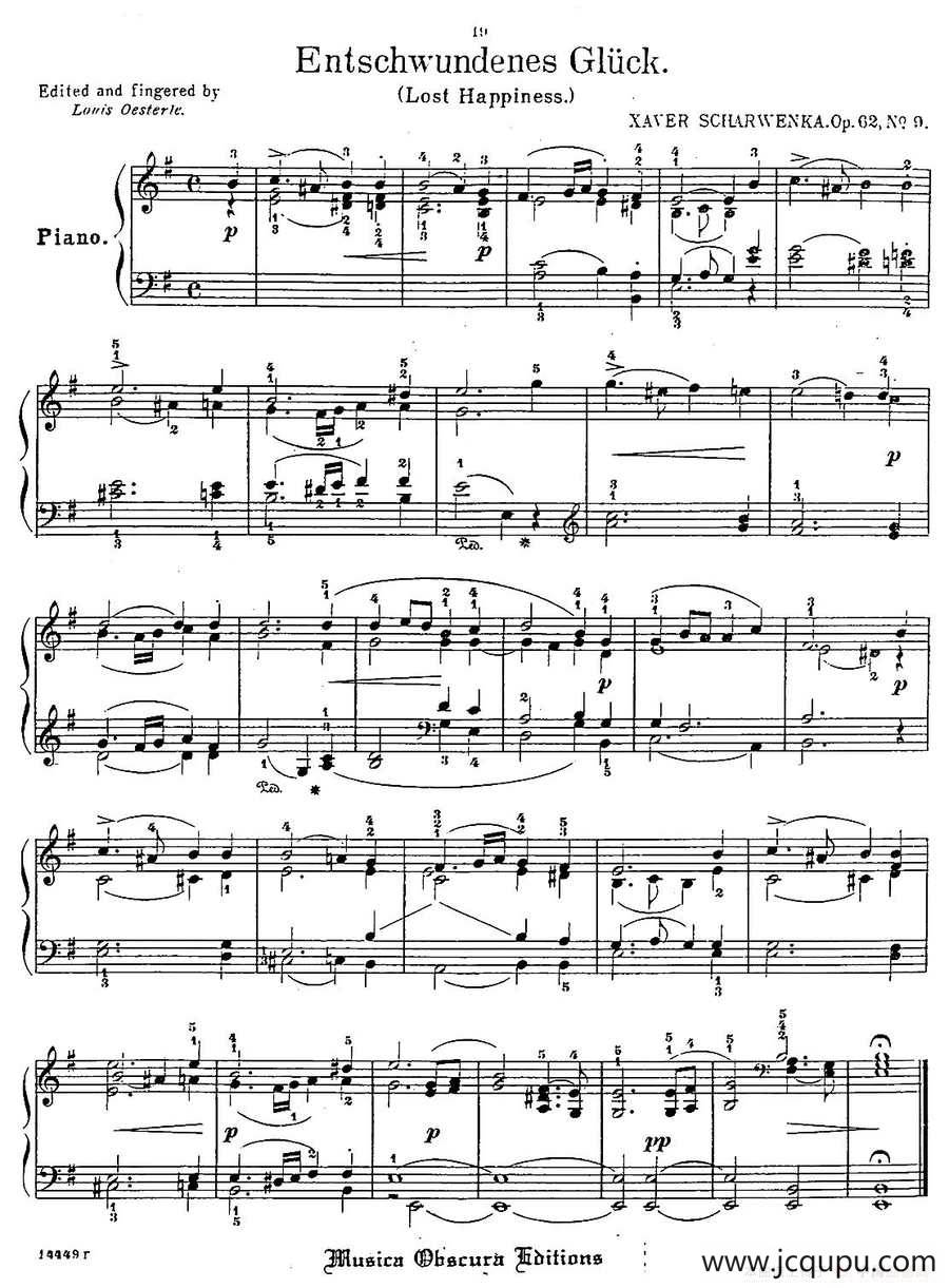 Album f the Young Op·62（9· 逝去的幸福 Lost Happiness，e小调）简谱