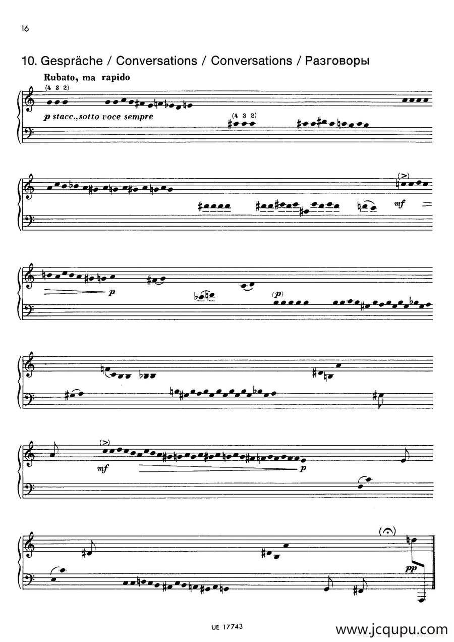 Notebook f Young People Op·59（为青少年而作的钢琴曲集·10）简谱