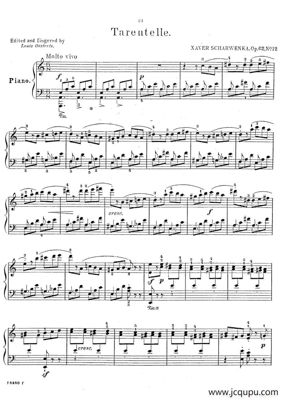 Album f the Young Op·62（12· 塔兰泰拉 Tarentelle，a小调）简谱