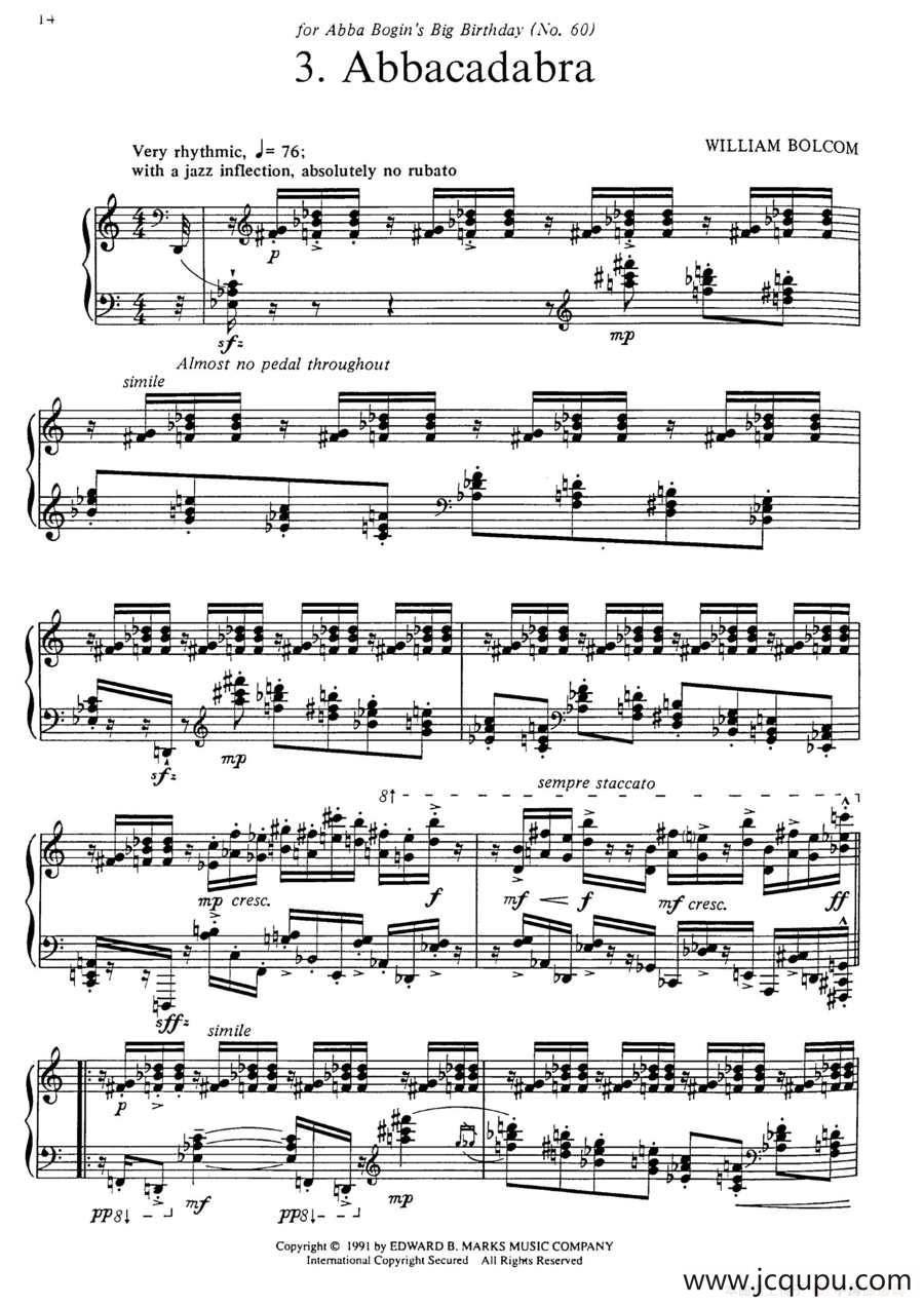 Three Dance Ptraits（3首舞蹈肖像·3）简谱