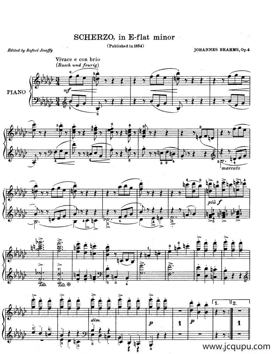 Scherzo in e flat Min Op·4（降e小调谐谑曲）简谱