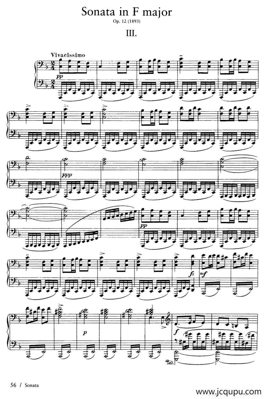 Piano Sonata in F Maj Op·12（F大调钢琴奏鸣曲·第三乐章）简谱