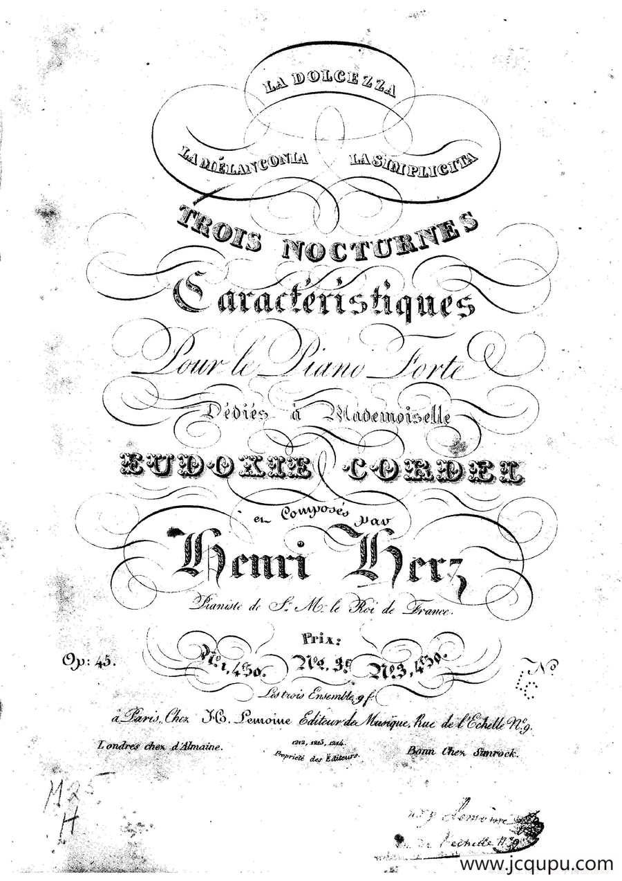 3 Nocturnes Caractéristiques Op·45（3首个性夜曲·1）简谱