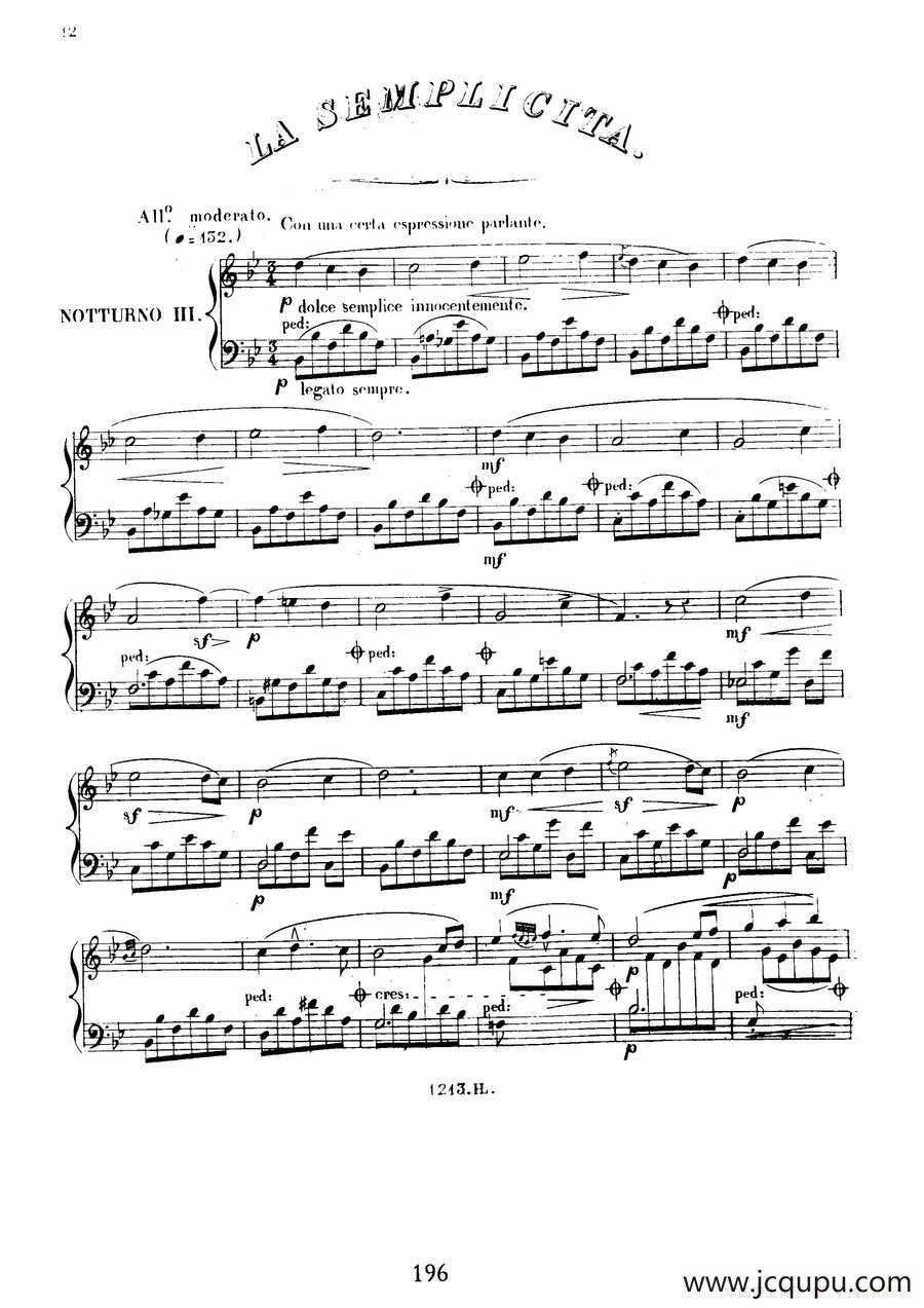 3 Nocturnes Caractéristiques Op·45（3首个性夜曲·3）简谱