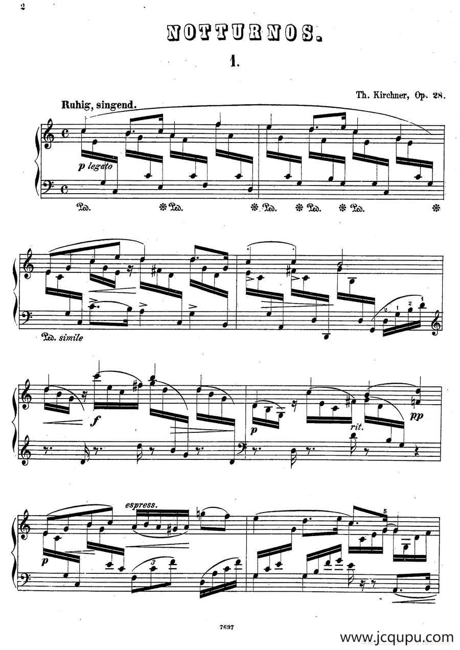 Nachtstücke Op·28（4首夜曲·1）简谱
