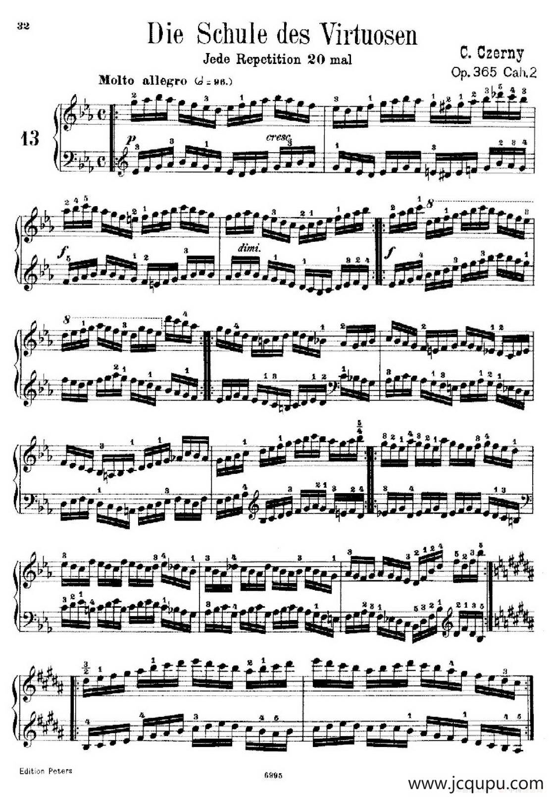 School of the Virtuoso Op.365（60首钢琴高级练习曲·13）简谱