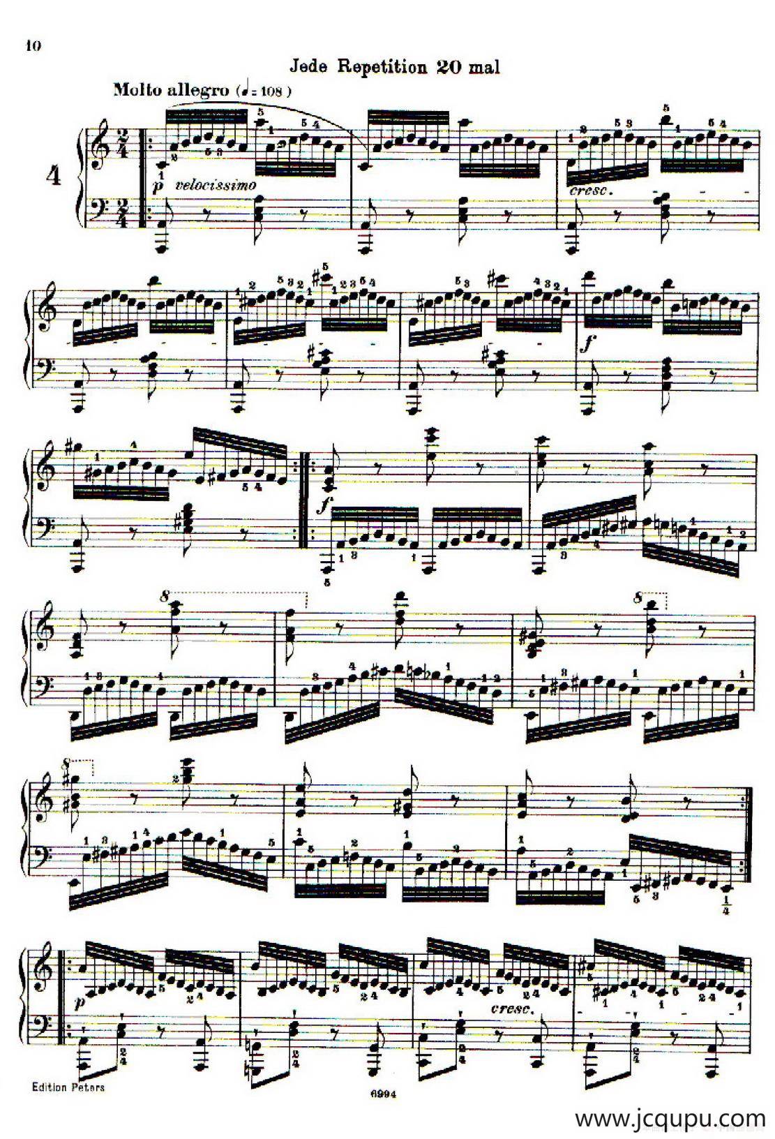 School of the Virtuoso Op.365（60首钢琴高级练习曲·4）简谱