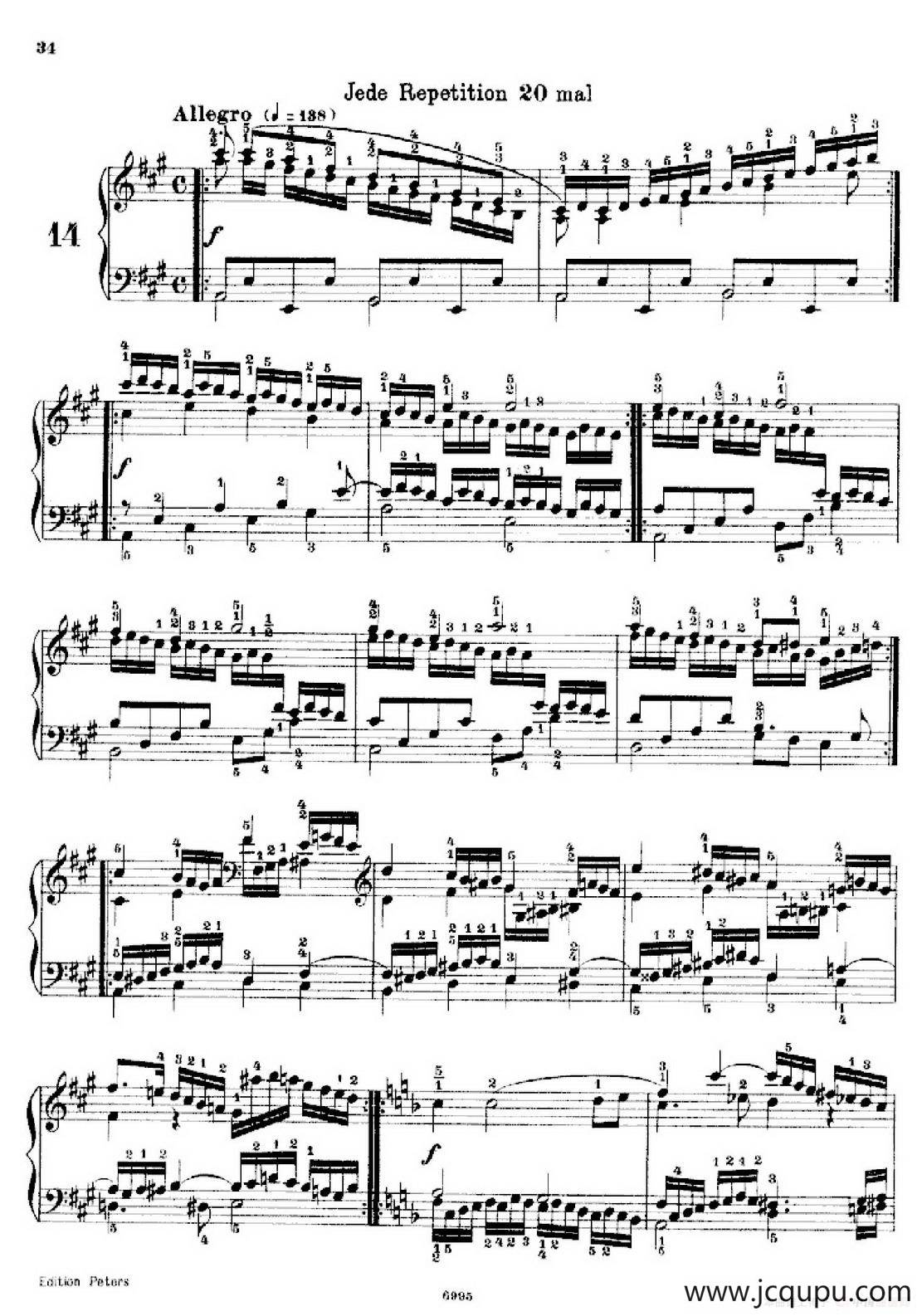 School of the Virtuoso Op.365（60首钢琴高级练习曲·14）简谱