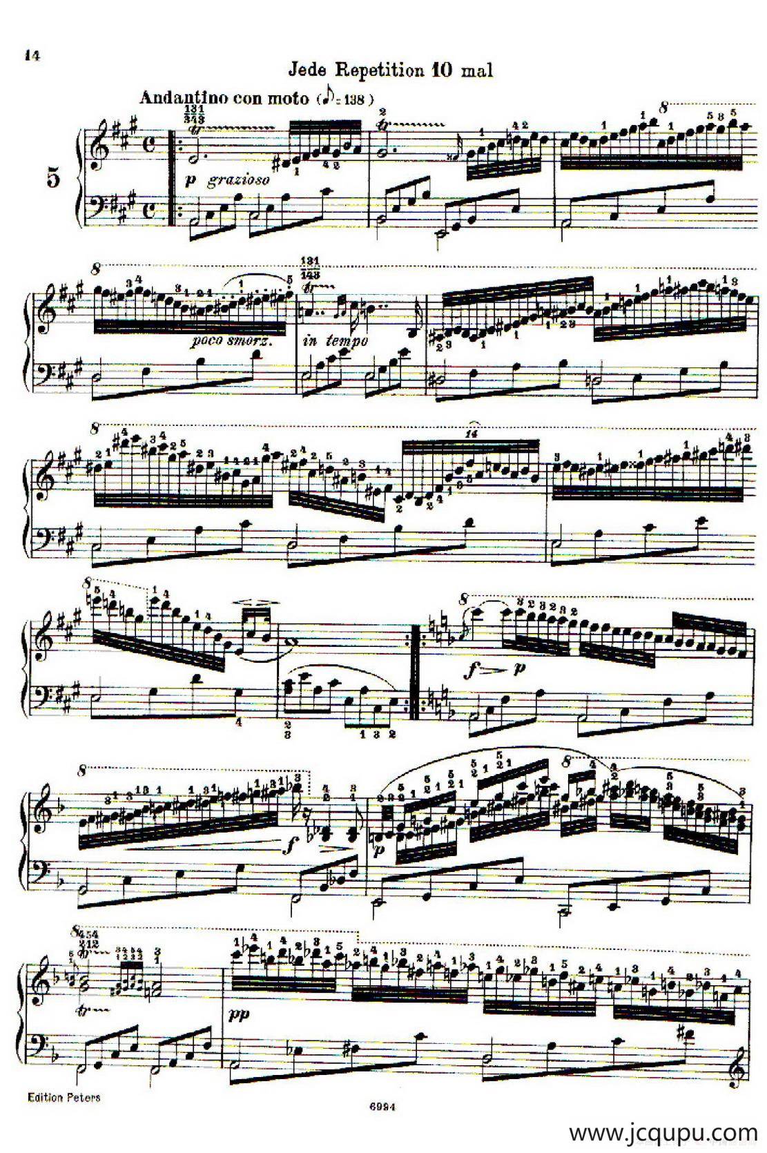 School of the Virtuoso Op.365（60首钢琴高级练习曲·5）简谱