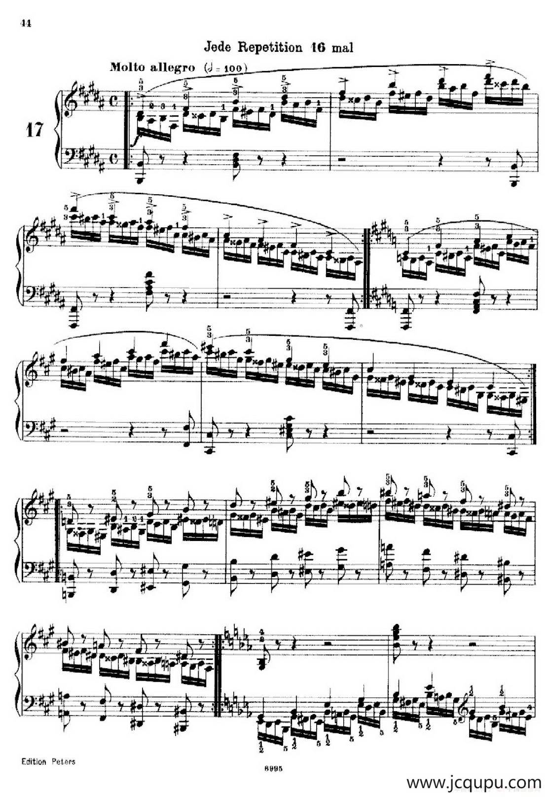 School of the Virtuoso Op.365（60首钢琴高级练习曲·17）简谱