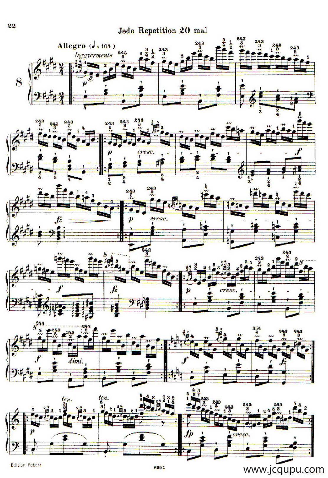 School of the Virtuoso Op.365（60首钢琴高级练习曲·8）简谱