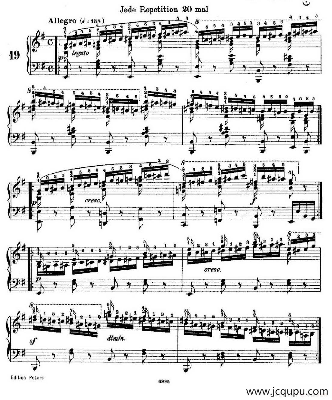 School of the Virtuoso Op.365（60首钢琴高级练习曲·19）简谱