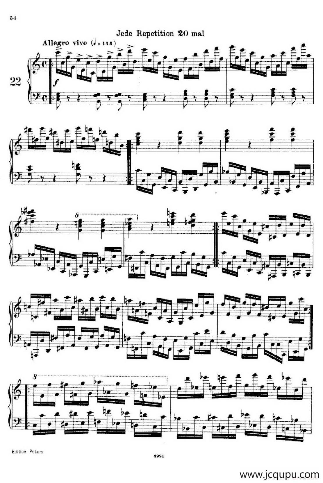 School of the Virtuoso Op.365（60首钢琴高级练习曲·22）简谱