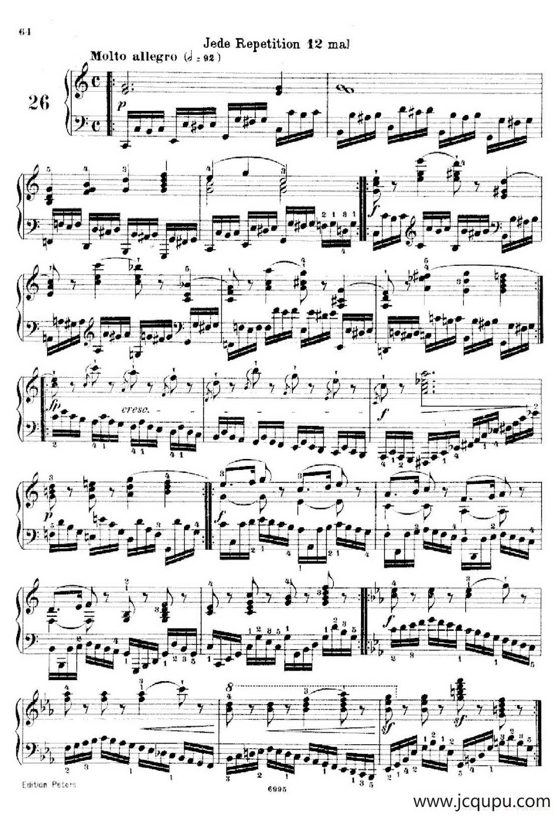 School of the Virtuoso Op.365（60首钢琴高级练习曲·26）简谱