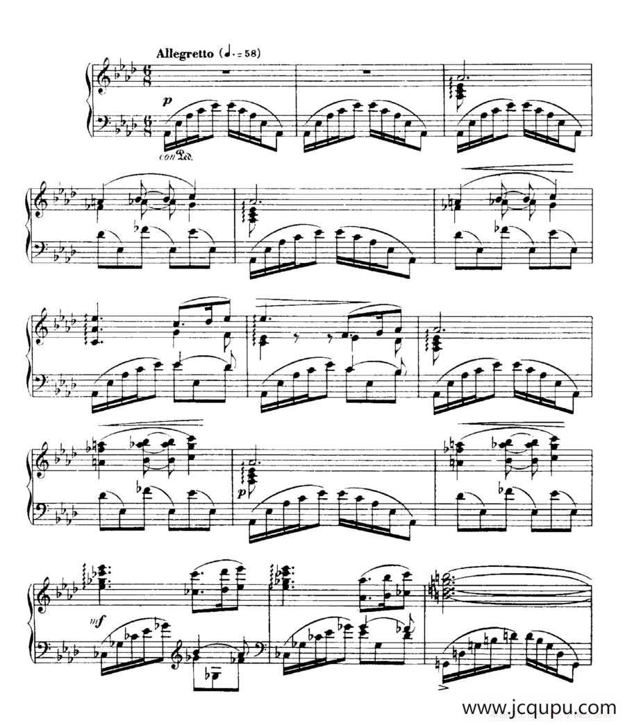 福雷13首船歌：Barcarolle No·4 in A-flat, Op·44简谱