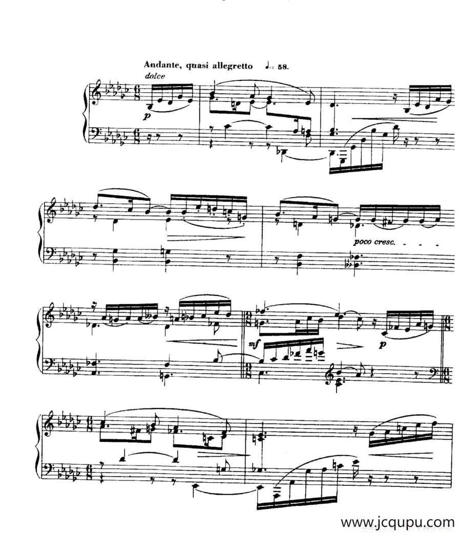 福雷13首船歌：Barcarolle No·3 in G-flat, Op·42简谱