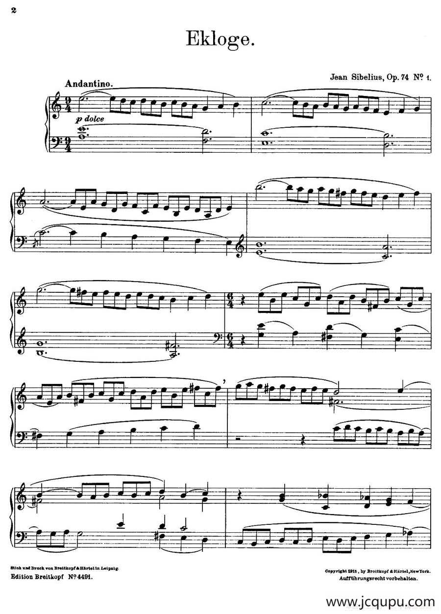 4 Lyric Pieces Op·74（4首抒情小品·1）简谱