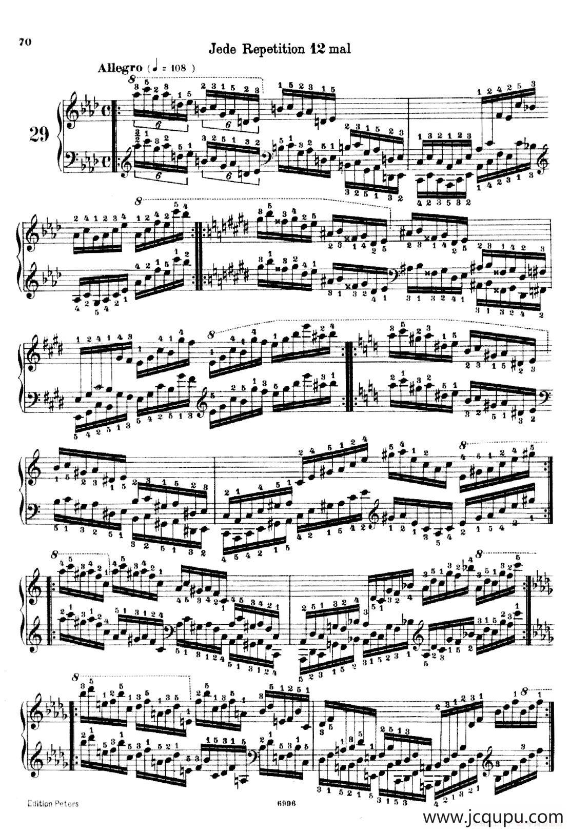 School of the Virtuoso Op.365（60首钢琴高级练习曲·29）简谱