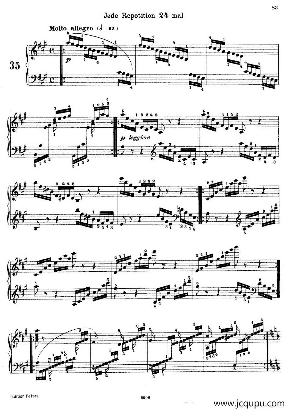 School of the Virtuoso Op.365（60首钢琴高级练习曲·35）简谱