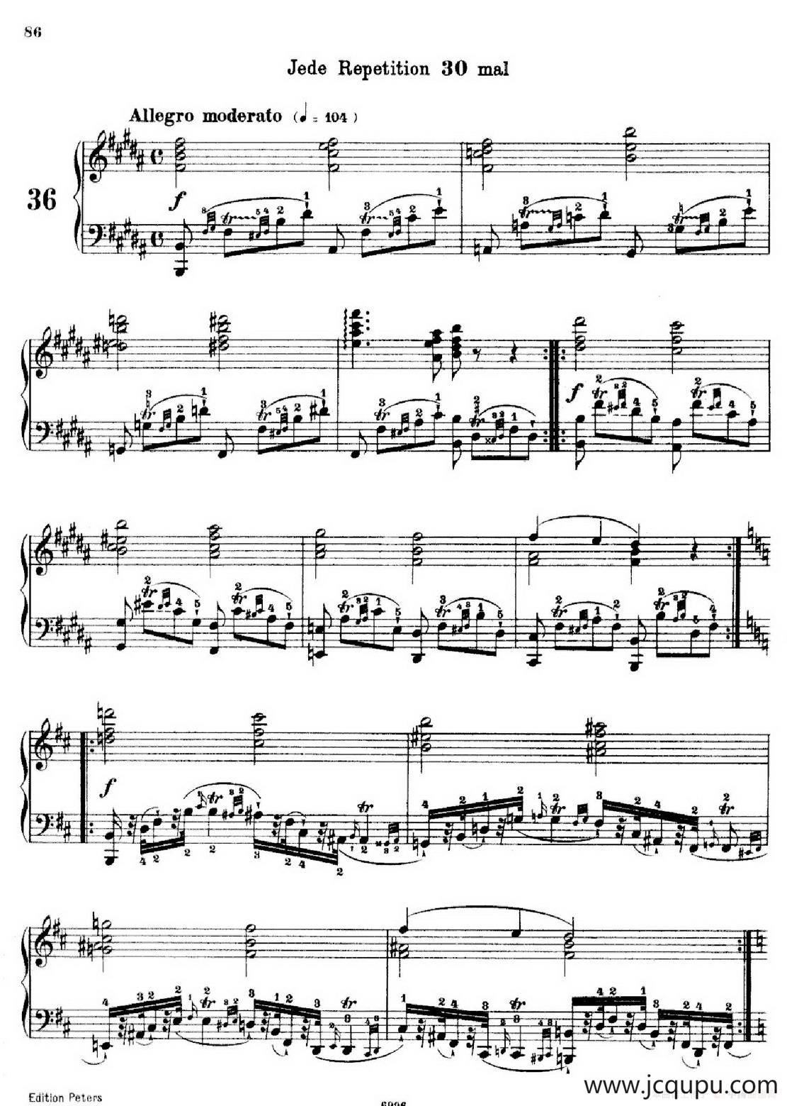 School of the Virtuoso Op.365（60首钢琴高级练习曲·36）简谱