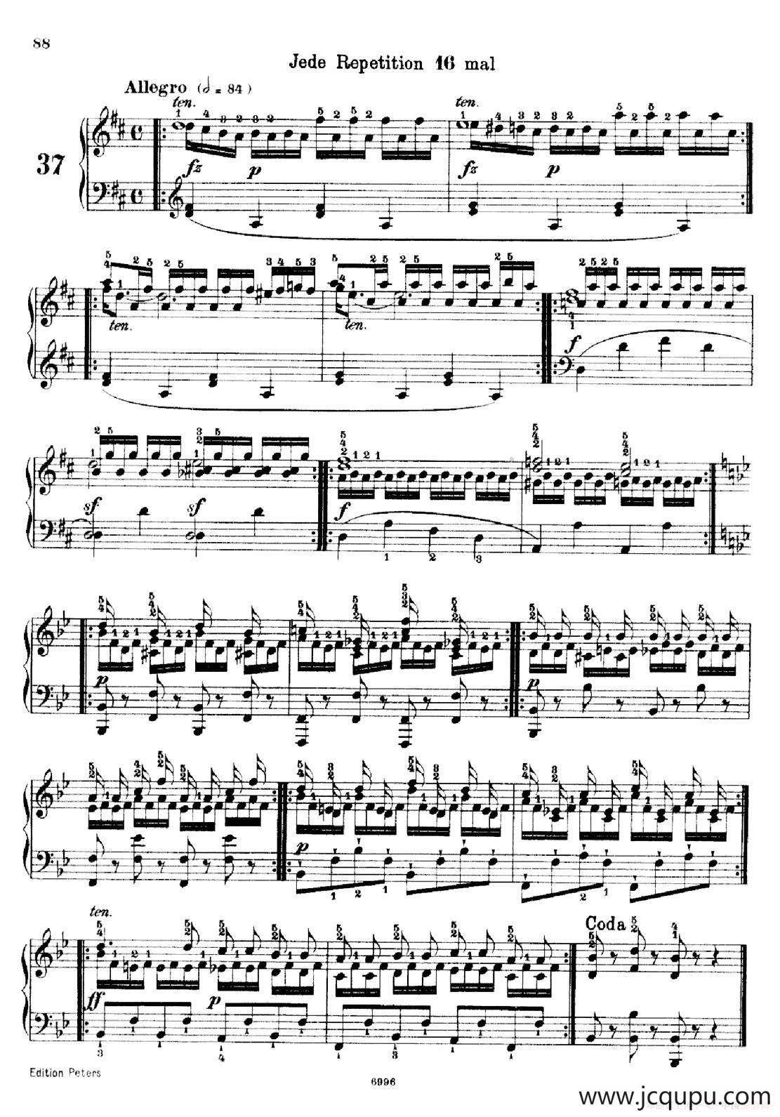 School of the Virtuoso Op.365（60首钢琴高级练习曲·37）简谱