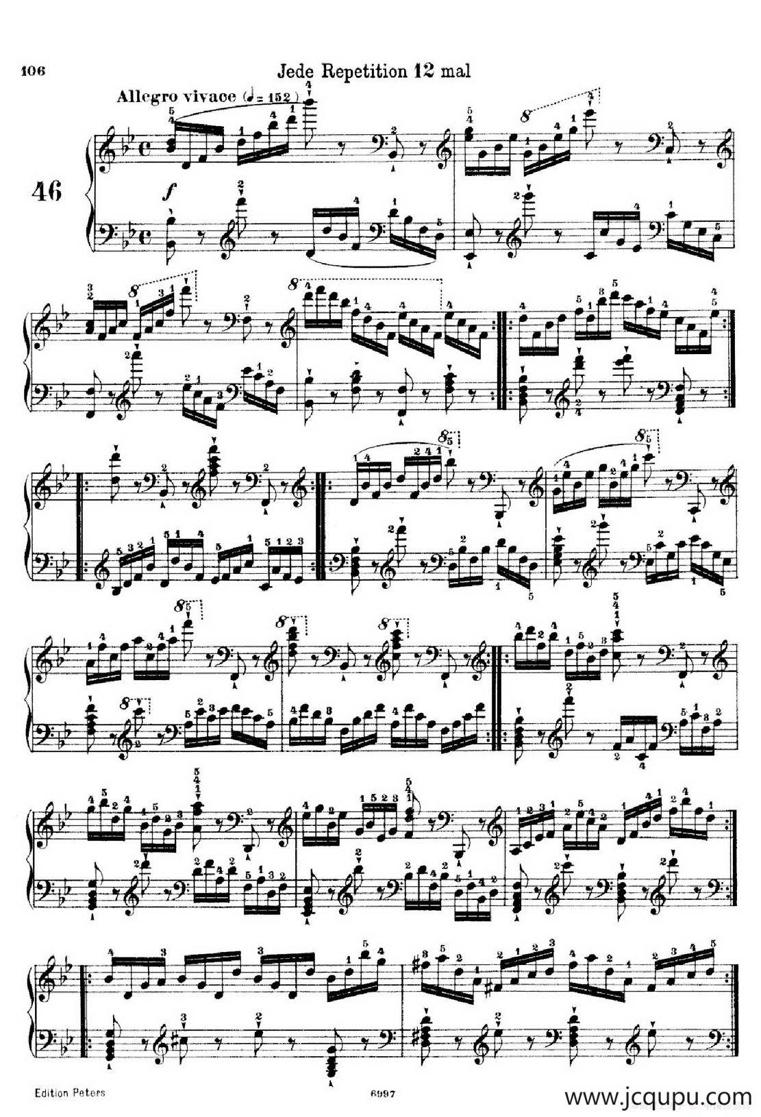 School of the Virtuoso Op.365（60首钢琴高级练习曲·46）简谱