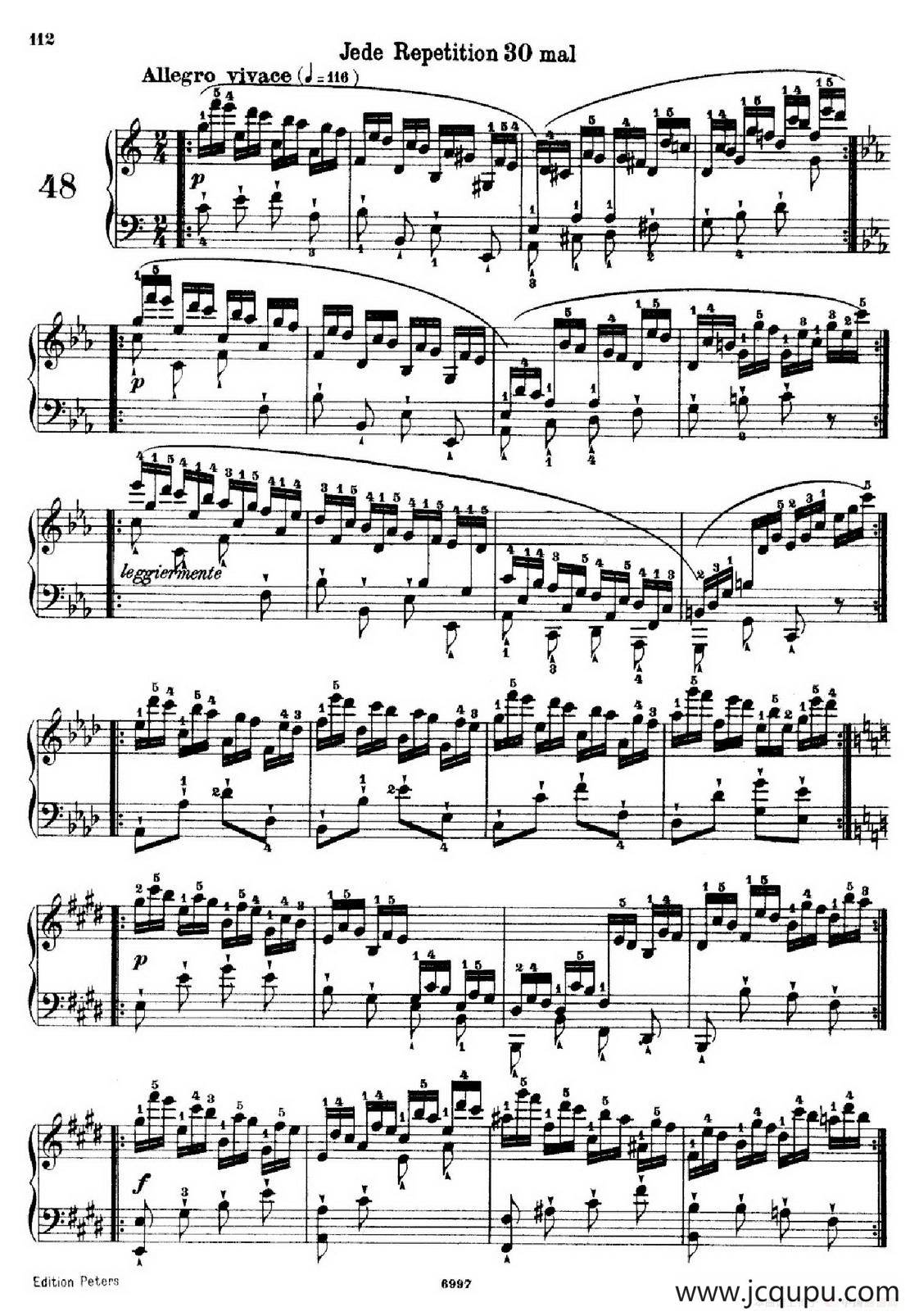 School of the Virtuoso Op.365（60首钢琴高级练习曲·48）简谱