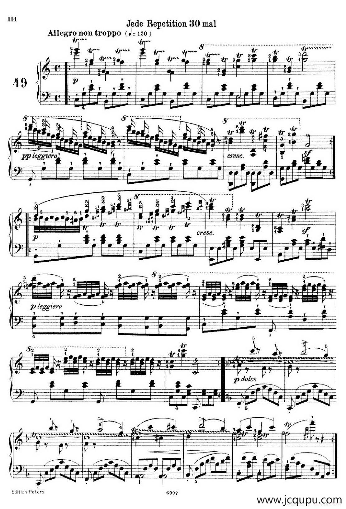 School of the Virtuoso Op.365（60首钢琴高级练习曲·49）简谱