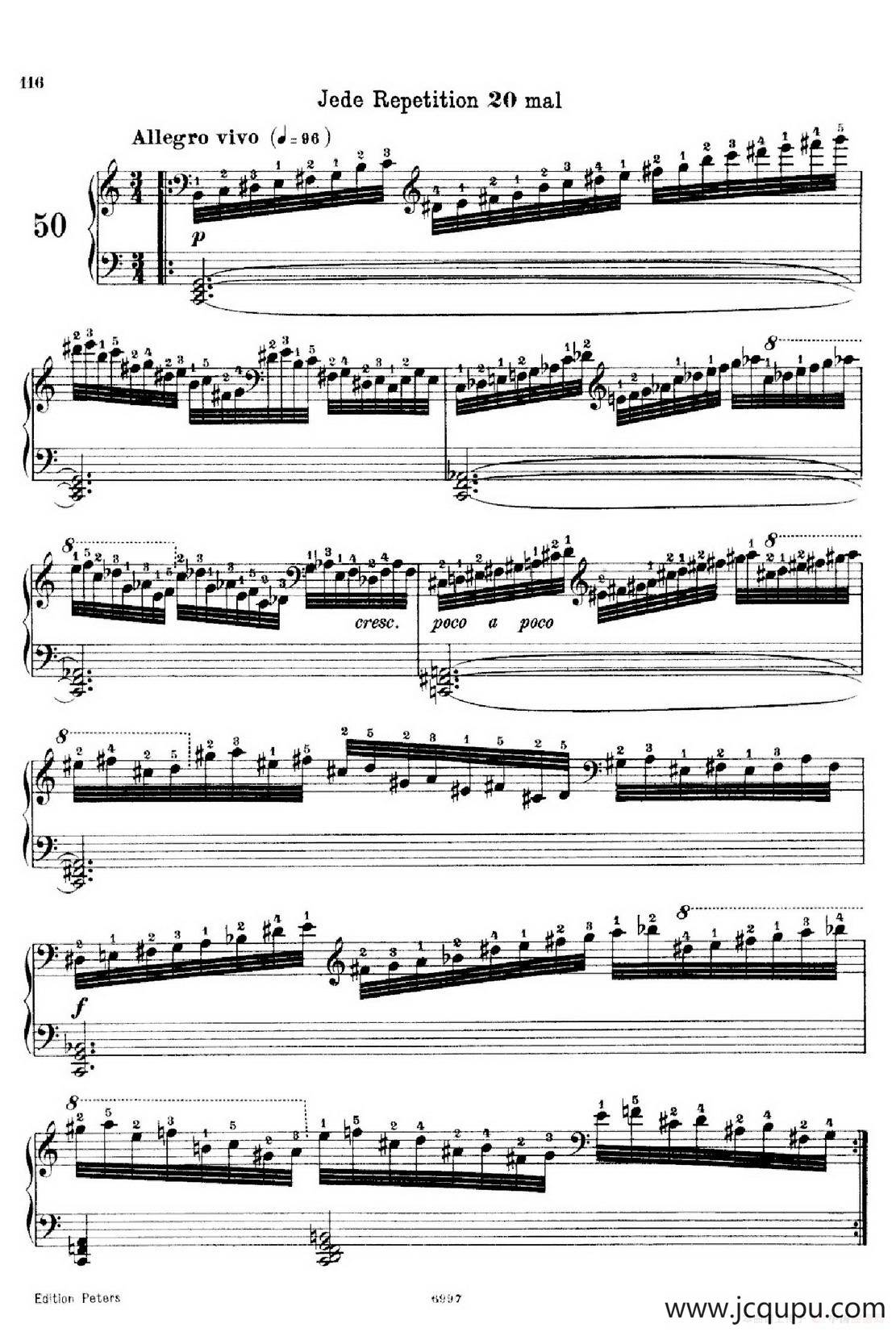 School of the Virtuoso Op.365（60首钢琴高级练习曲·50）简谱